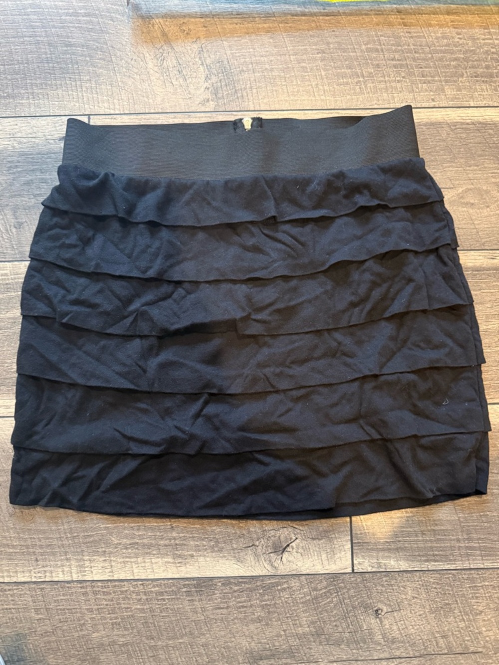 Express Black Tiered Ruffle Mini Skirt